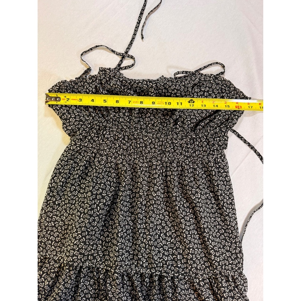Madewell Floral Smocked Mini Dress Womens XS Black White Ditsy Coquette Dainty - Picture 8 of 9